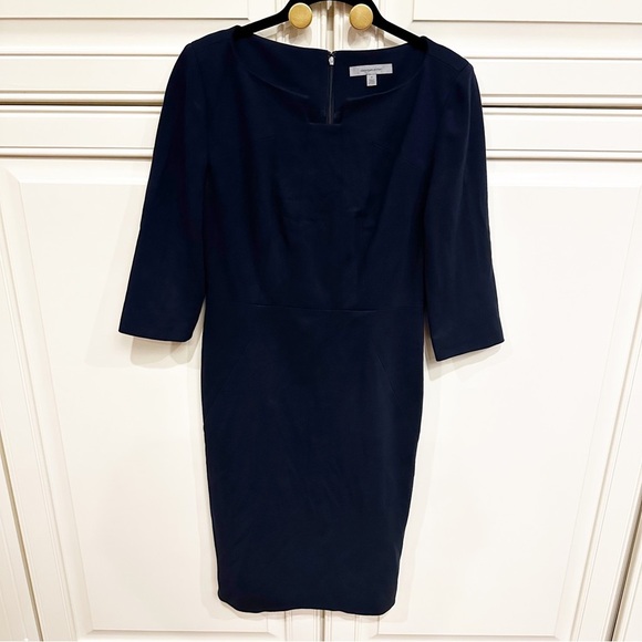 Classiques Entier Women’s Navy Blue Classic Office Knee Length Ponte Lined Dress - Picture 1 of 10